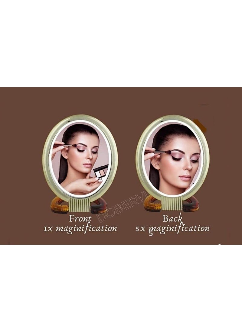 GutarGoo GutarGoo Makeup Oval Beauty Mirror Magnifying Mirror Makeup Double Side Magnification 1X5X with Stand Mirror for Men Women Small 1  - Image 3