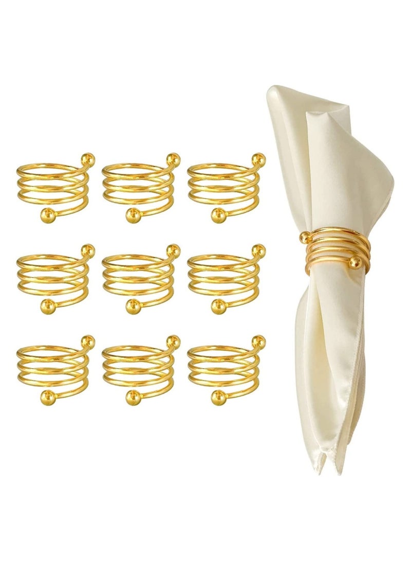 SYOSI Gold Napkin Rings, 10Pcs Napkin Rings Upgrade Sturdy Metal Napkin Ring Holder Spring Design for , Wedding Dinning Table Decoration Setting, Hotel Wedding Spring Napkin Rings - Image 1