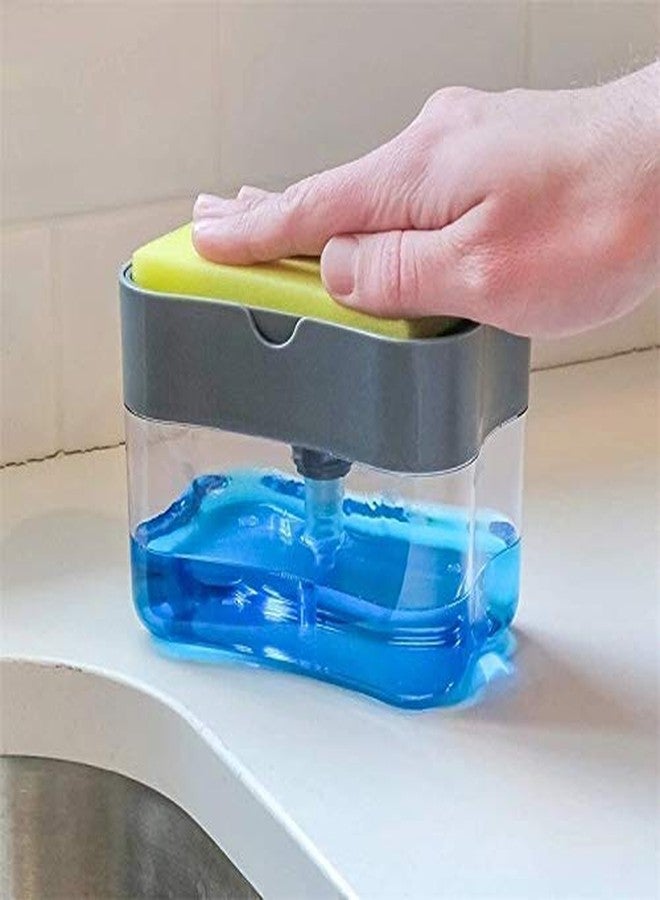 WOPPCART 2 in 1 Soap Dispenser for Dishwasher Liquid Holder, Liquid Dispenser Through Pump (Multi-Color, 400 ML) with Sponge - Image 1