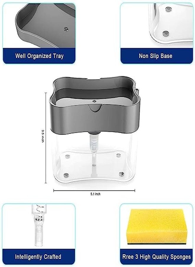 WOPPCART 2 in 1 Soap Dispenser for Dishwasher Liquid Holder, Liquid Dispenser Through Pump (Multi-Color, 400 ML) with Sponge - Image 2