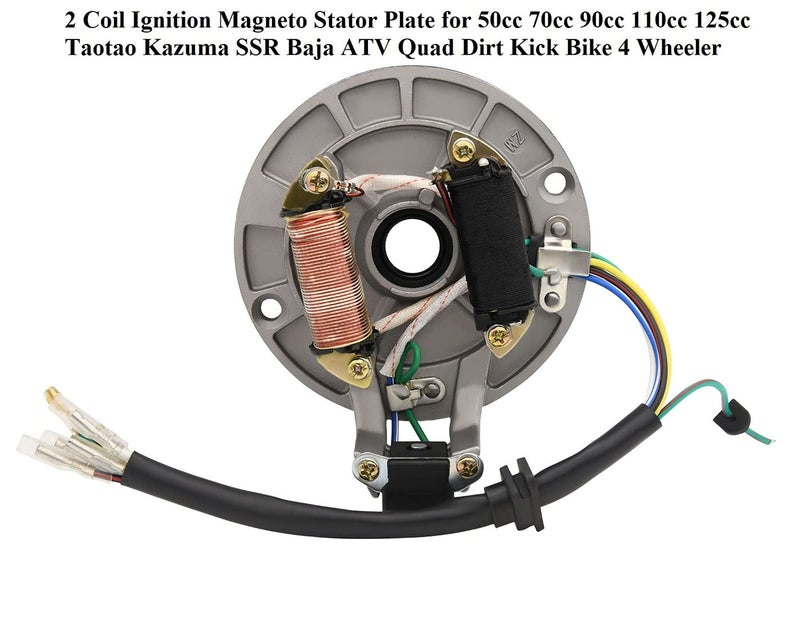 Corinth 2 Coil Ignition Magneto Stator Plate for 50 70 90 110 125cc Taotao Kazuma SSR Baja ATV Quad Dirt Kick Bike 4 Wheeler,Magneto Flywheel Puller for Yamaha Honda Kawasaki Suzuki Scooter Dirt Bike - Image 2