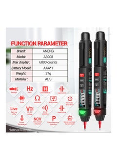 NIBEMINENT Pen Multimeter Tester With Phase Sequence Black 19x3.5x8cm  - Image 2