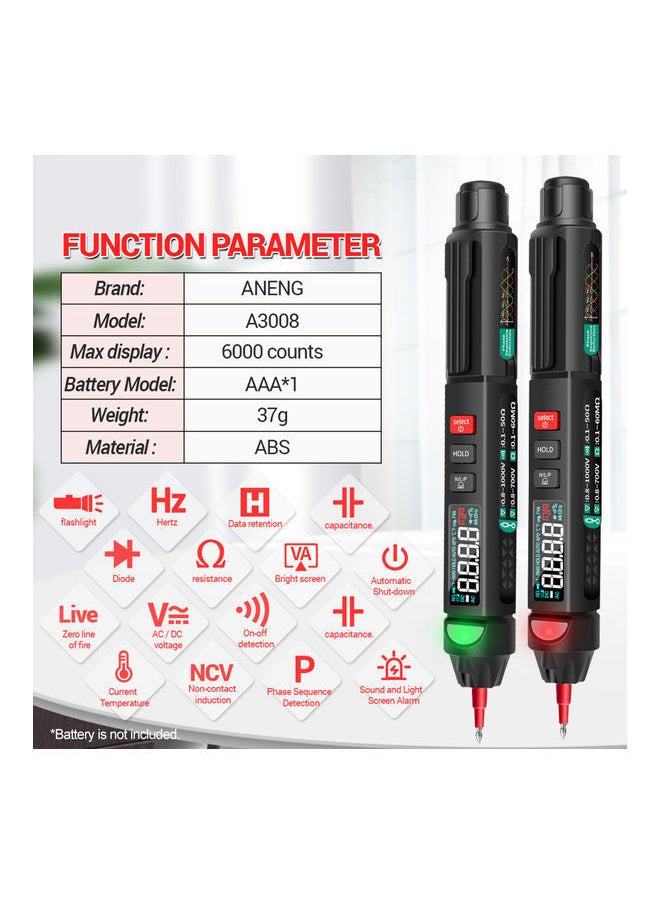 NIBEMINENT - Pen Multimeter Tester With Phase Sequence Black 19x3.5x8cm - Image 1