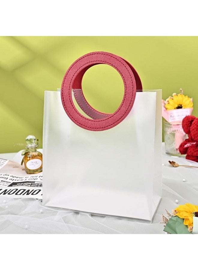 Satyam Kraft SATYAM KRAFT 6 Pcs Translucent Goodie Bag Round leather | Gift Bag for Her / Him, Mothers Day, Handle hamper bag, Carry Bags, shopping gift bag, Presents, Packing, Wedding Return Gifts, Birthday, Events, Festivals (Red, 18.5 x 16 cm) - Image 1
