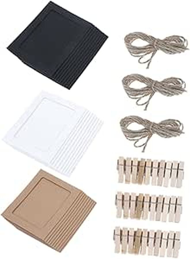 Kraft Paper Hanging Photo Frames 5 Inch Set with Clips Twine 30 Pieces Wall Decoration - Image 1
