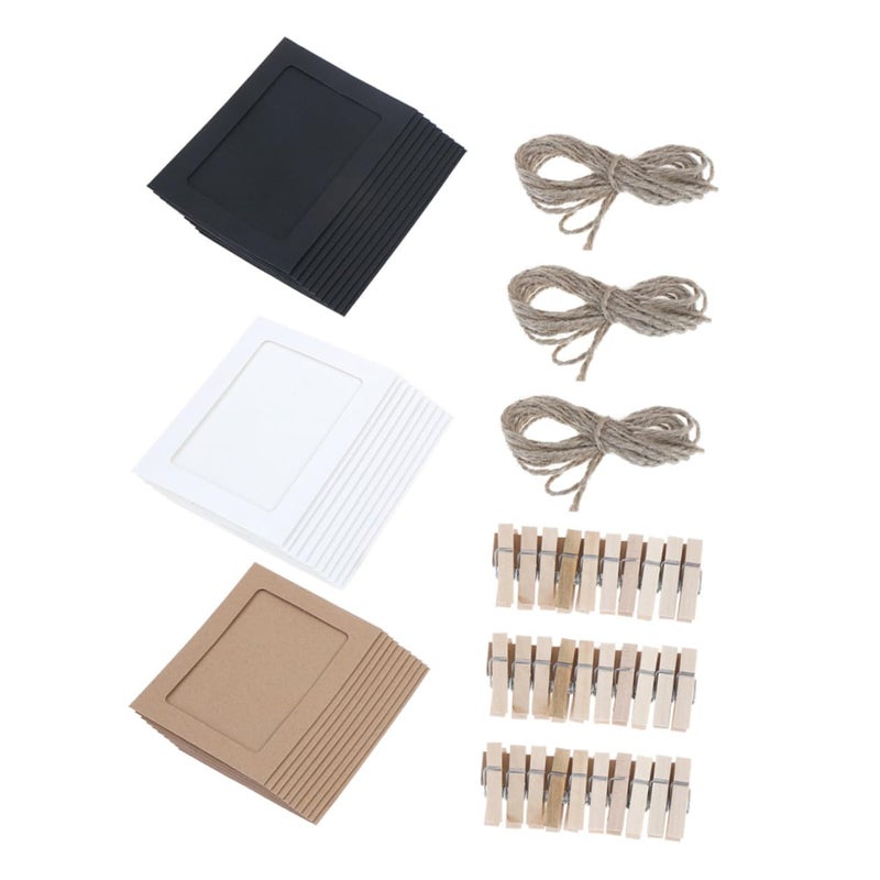 Kraft Paper Hanging Photo Frames 5 Inch Set with Clips Twine 30 Pieces Wall Decoration - Image 2