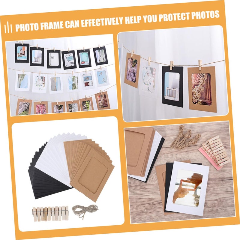 Kraft Paper Hanging Photo Frames 5 Inch Set with Clips Twine 30 Pieces Wall Decoration - Image 5