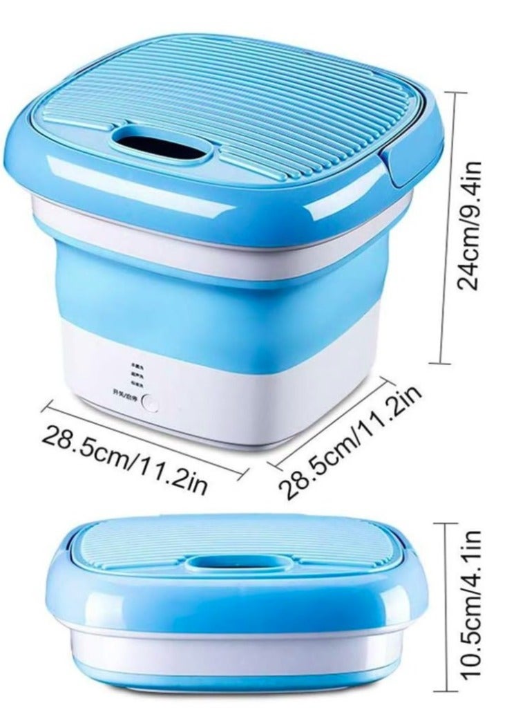 إيباسكت غسالة ملابس صغيرة محمولة أوتوماتيكية قابلة للطي لملابس الأطفال والجوارب والملابس الداخلية والأشياء الصغيرة 110 فولت 240 فولت، تحميل علوي (ازرق) - Image 1