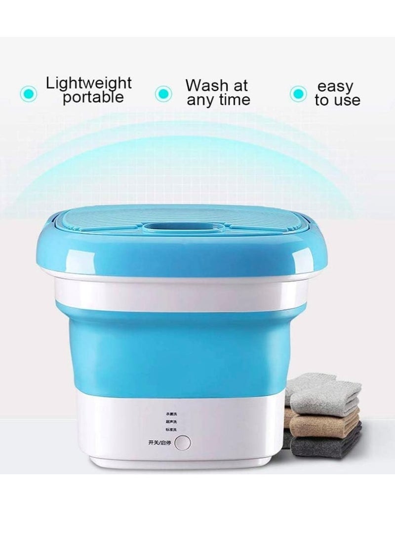 إيباسكت غسالة ملابس صغيرة محمولة أوتوماتيكية قابلة للطي لملابس الأطفال والجوارب والملابس الداخلية والأشياء الصغيرة 110 فولت 240 فولت، تحميل علوي (ازرق) - Image 2