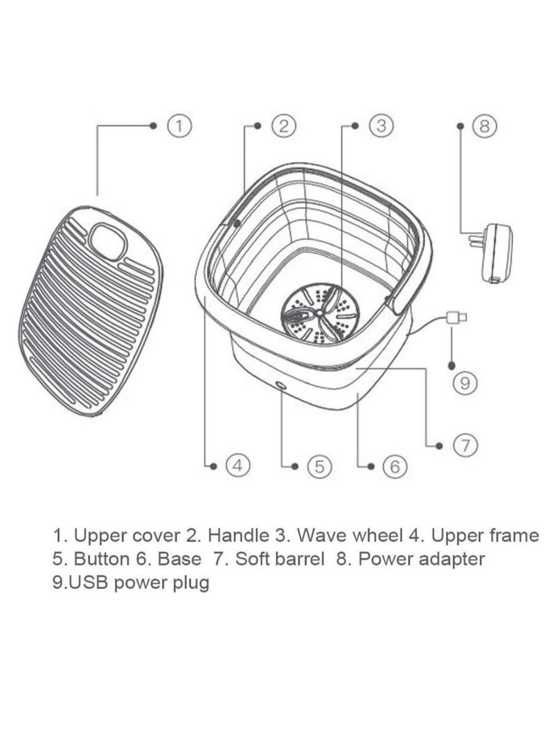 إيباسكت غسالة ملابس صغيرة محمولة أوتوماتيكية قابلة للطي لملابس الأطفال والجوارب والملابس الداخلية والأشياء الصغيرة 110 فولت 240 فولت، تحميل علوي (ازرق) - Image 5