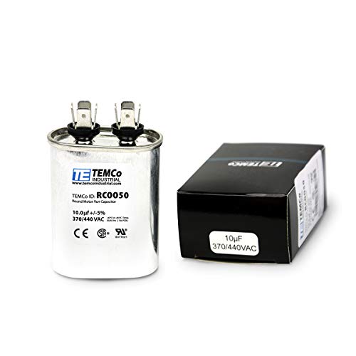TEMCo Industrial TEMCo 10 uF Run Capacitor CBB65, 10 MFD, 370-440V, Oval, 50/60Hz | for HVAC AC Fan, Motor, Blower Applications - Image 1