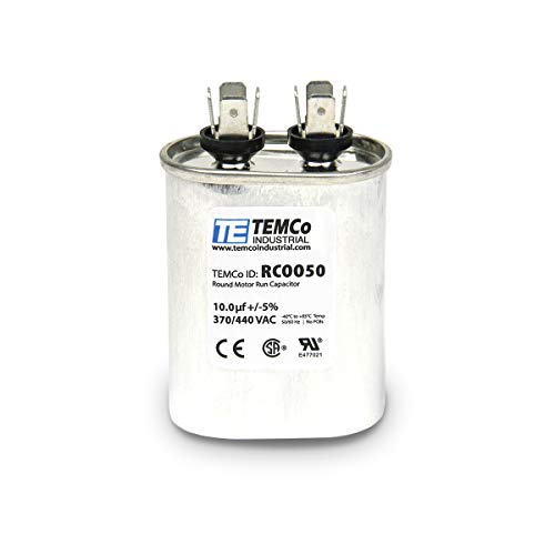 TEMCo Industrial TEMCo 10 uF Run Capacitor CBB65, 10 MFD, 370-440V, Oval, 50/60Hz | for HVAC AC Fan, Motor, Blower Applications - Image 3