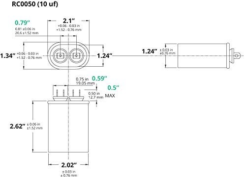 TEMCo Industrial TEMCo 10 uF Run Capacitor CBB65, 10 MFD, 370-440V, Oval, 50/60Hz | for HVAC AC Fan, Motor, Blower Applications - Image 2