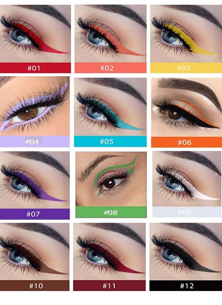 SYOSI - 12 Pcs Colorful Liquid Eyeliner Set, Waterproof Colored Eye liner, Neon, Matte Finish, Long-Lasting, Ideal Summer Makeup for Women & Girls - Image 1