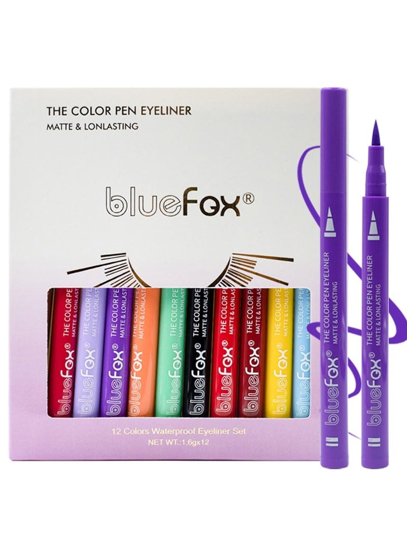 SYOSI - 12 Pcs Colorful Liquid Eyeliner Set, Waterproof Colored Eye liner, Neon, Matte Finish, Long-Lasting, Ideal Summer Makeup for Women & Girls - Image 1
