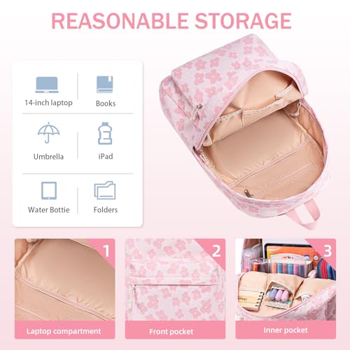 LEDAOU School Backpack Teen Girls Lightweight Bookbag Elementary Middle School Backpacks College Laptop Bag Travel Daypack - Image 3