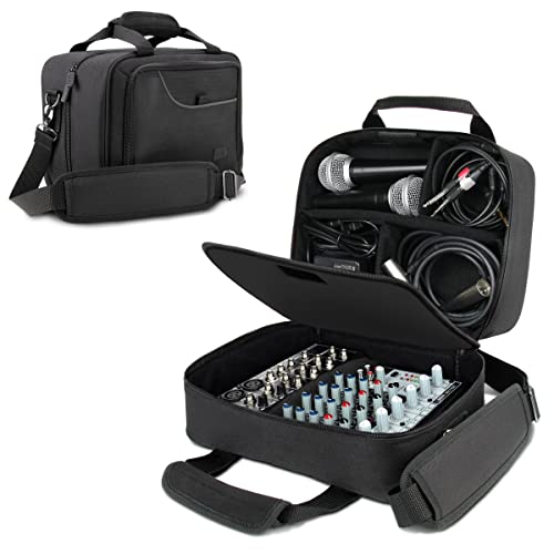 USA Gear Compact Audio DJ Mixer Case - Mixer Bag with Custom Storage for Cables & Microphones Compatible with Behringer Xenyx 802, 502, 1002, Q802USB & More - Scratch & Water Resistant (Black) - Image 1