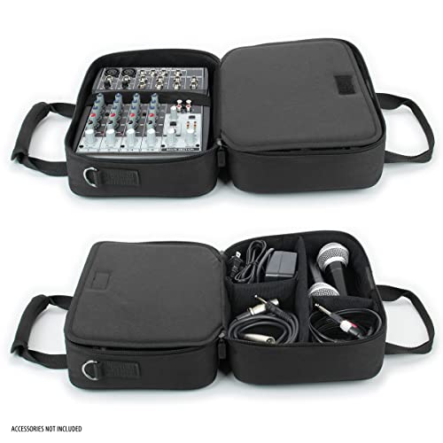 USA Gear Compact Audio DJ Mixer Case - Mixer Bag with Custom Storage for Cables & Microphones Compatible with Behringer Xenyx 802, 502, 1002, Q802USB & More - Scratch & Water Resistant (Black) - Image 3