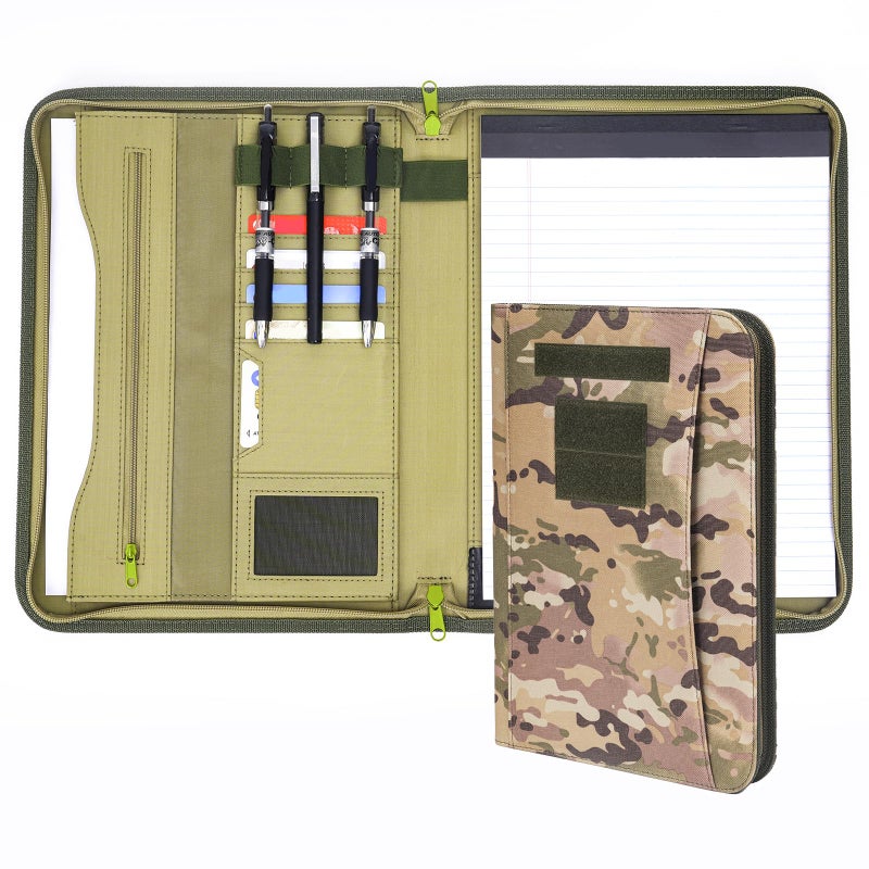 VEPKOIT Army OCP Military Notebook Binder with Zippered Padfolio Organizer and Tactical Notebook Cover for A4 Folder, Large OCP Binder Planner for Men - Tactical Binder Organizer Military Binder (A4(Multi)) - Image 1