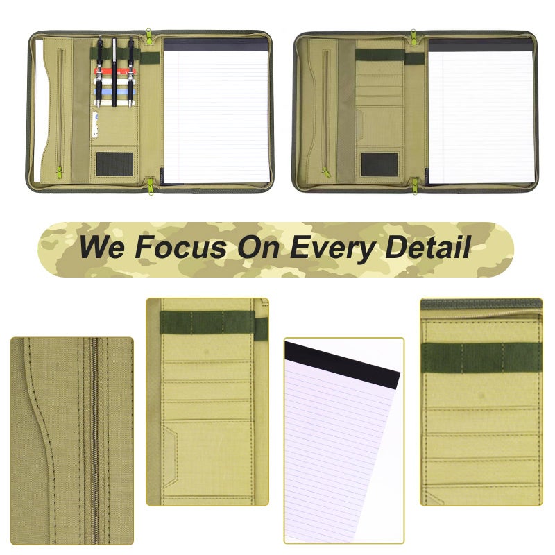 VEPKOIT Army OCP Military Notebook Binder with Zippered Padfolio Organizer and Tactical Notebook Cover for A4 Folder, Large OCP Binder Planner for Men - Tactical Binder Organizer Military Binder (A4(Multi)) - Image 3