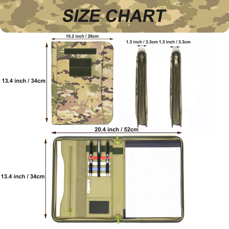 VEPKOIT Army OCP Military Notebook Binder with Zippered Padfolio Organizer and Tactical Notebook Cover for A4 Folder, Large OCP Binder Planner for Men - Tactical Binder Organizer Military Binder (A4(Multi)) - Image 2