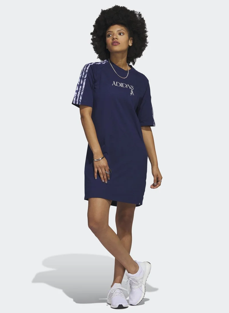 Adidas 3 Stripe Luxe T-Shirt Dress