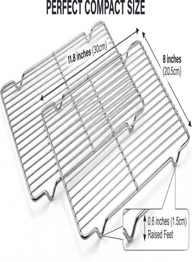 ZENSEWEN 2-Pack Stainless Steel Cooling Racks for Baking and Roasting, Fits Quarter Sheet Pan, Oven Safe & Dishwasher Safe, Heavy Duty Baking Rack for Cookies, Meat, Cakes - Image 3