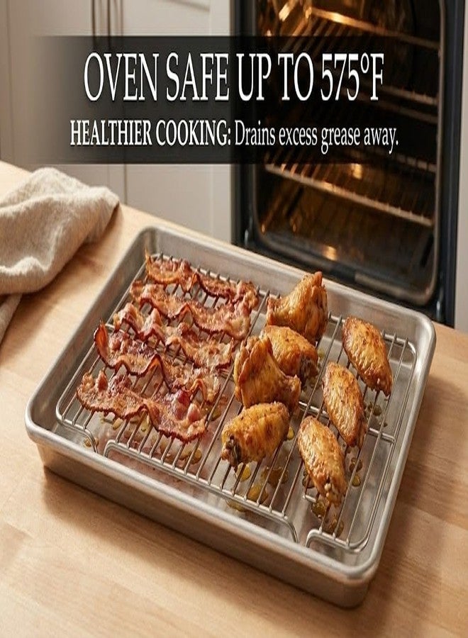 ZENSEWEN 2-Pack Stainless Steel Cooling Racks for Baking and Roasting, Fits Quarter Sheet Pan, Oven Safe & Dishwasher Safe, Heavy Duty Baking Rack for Cookies, Meat, Cakes - Image 5