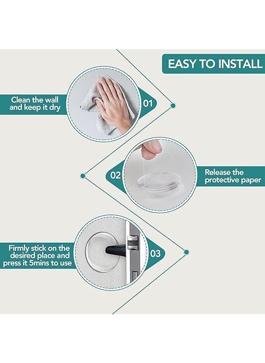BROOKITCHEN BROOKITCHEN Wash and Reusable Door Knob Wall Protector Transparent Round Silicone Glossy Door Handle Bumper for Doorknobs Headboard Refrigerator Door Cabinets Pack of 6 Pcs Best Output  - Image 3