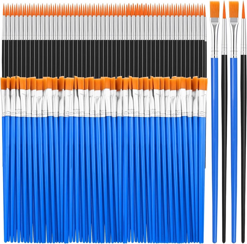 anezus 200 Pcs Small Paint Brushes Bulk, Detail Paint Brushes Fine Brushes with Flat and Round Tip Acrylic Brushes Set for Classroom Water Color Pumpkin Canvas Painting Touch Up - Image 1