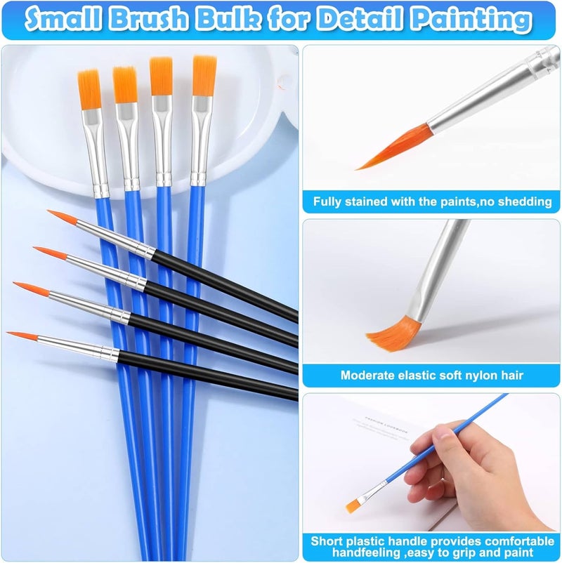 anezus 200 Pcs Small Paint Brushes Bulk, Detail Paint Brushes Fine Brushes with Flat and Round Tip Acrylic Brushes Set for Classroom Water Color Pumpkin Canvas Painting Touch Up - Image 5