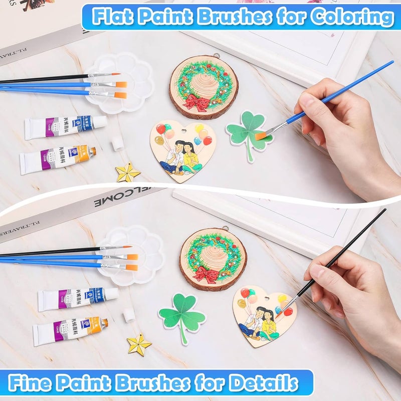 anezus 200 Pcs Small Paint Brushes Bulk, Detail Paint Brushes Fine Brushes with Flat and Round Tip Acrylic Brushes Set for Classroom Water Color Pumpkin Canvas Painting Touch Up - Image 4