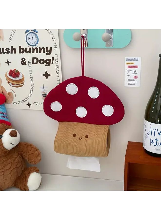 Mushroom Tissue Storage Bag Cute Forest Style Hanging Holder Red White Polka Dot - Image 4