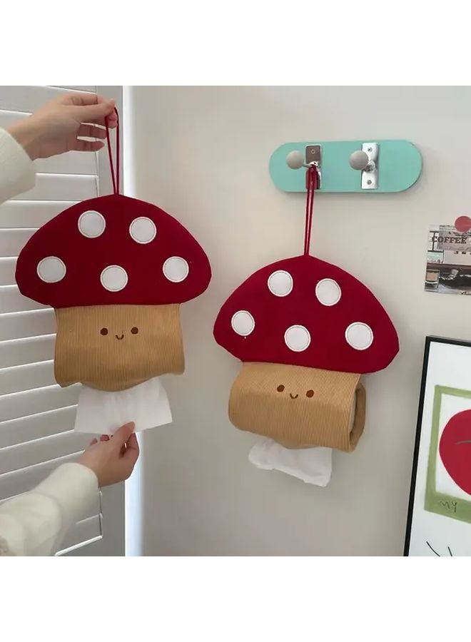 Mushroom Tissue Storage Bag Cute Forest Style Hanging Holder Red White Polka Dot - Image 2