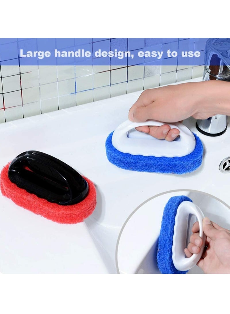 Loquat 4-Piece Bathtub Scrubber Sponge Brush Handle Scrub Kit with Abrasive Pads for Tub, Tile, BBQ  Kitchen Cleaning - Image 4