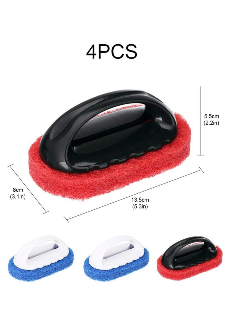 Loquat 4-Piece Bathtub Scrubber Sponge Brush Handle Scrub Kit with Abrasive Pads for Tub, Tile, BBQ  Kitchen Cleaning - Image 2