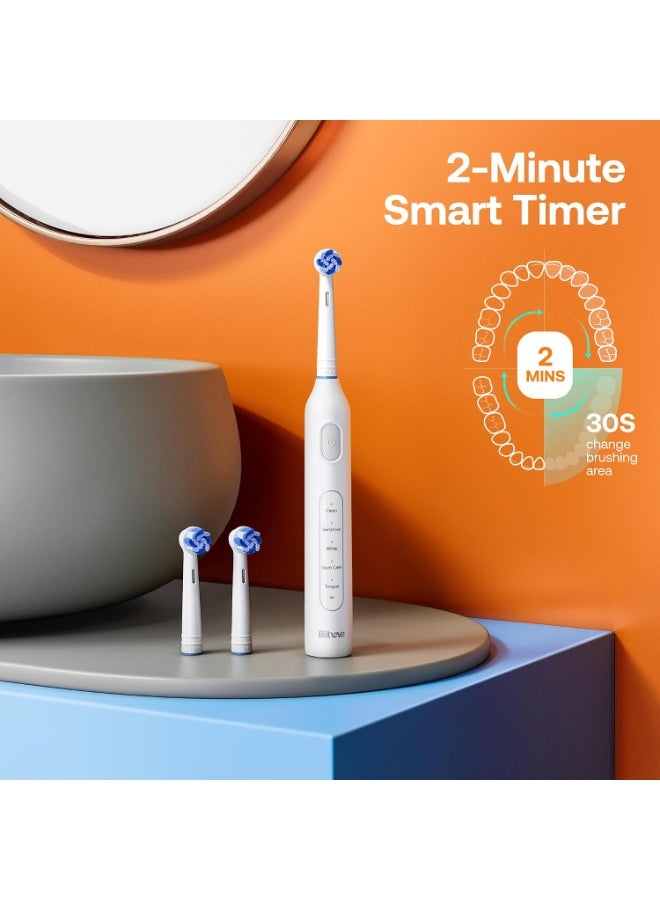 Bitvae R1 Rotary Electric Toothbrush, White, 8 Brush Heads, 5 Modes, 60-Day Battery Life, 2-Minute Timer, IPX7 Waterproof - Image 3