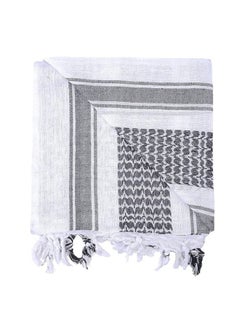 Generic Shemagh Tactical Desert Scarf, 100% Cotton Head Neck Scarf, Head Neck Wrap Shawl with Tassel, Outdoor Kerchief for Women & Men (Black White)  - Image 2