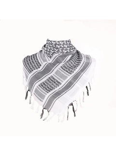 Generic Shemagh Tactical Desert Scarf, 100% Cotton Head Neck Scarf, Head Neck Wrap Shawl with Tassel, Outdoor Kerchief for Women & Men (Black White)  - Image 1