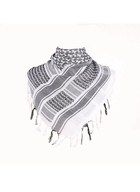 Shemagh Tactical Desert Scarf, 100% Cotton Head Neck Scarf, Head Neck Wrap Shawl with Tassel, Outdoor Kerchief for Women & Men (Black White)
