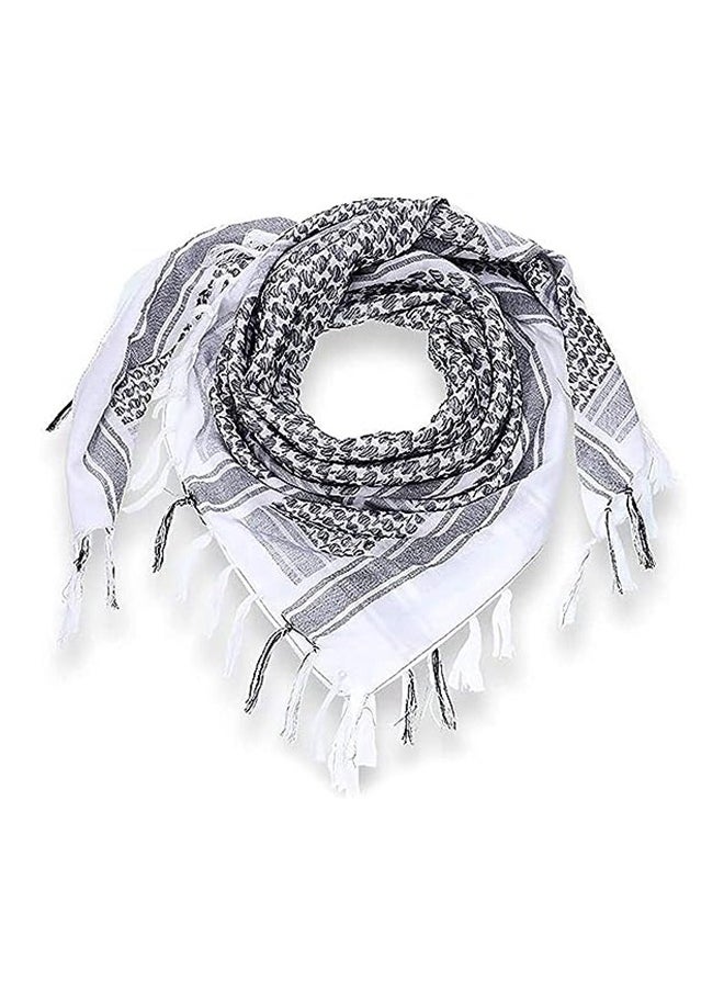 Generic - Shemagh Tactical Desert Scarf, 100% Cotton Head Neck Scarf, Head Neck Wrap Shawl with Tassel, Outdoor Kerchief for Women & Men (Black White) - Image 1