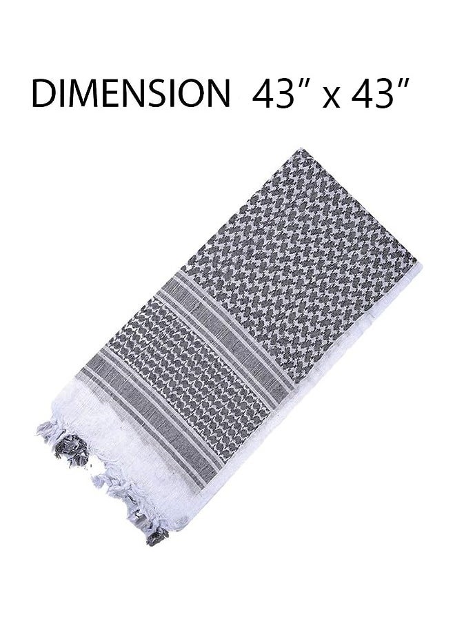 Generic Shemagh Tactical Desert Scarf, 100% Cotton Head Neck Scarf, Head Neck Wrap Shawl with Tassel, Outdoor Kerchief for Women & Men (Black White)  - Image 3