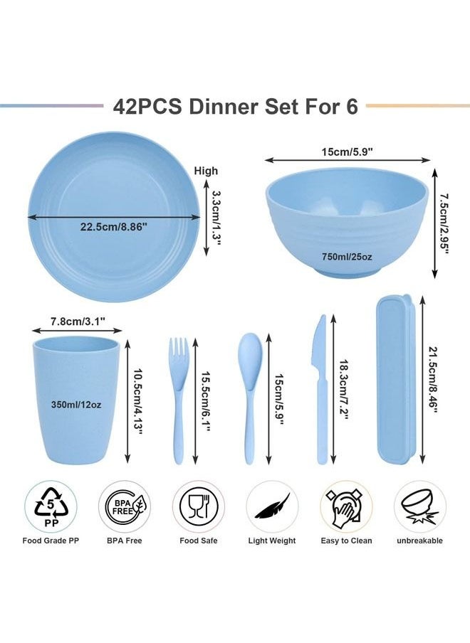 Arabest Unbreakable Wheat Straw Dinnerware Sets - The Simply Avocado Dishes Set for 4 - Kids Dinnerware Set - Camping Plates Cups and Bowls Set - Lightweight Wheat Straw Plate and Bowl Set  - Image 2