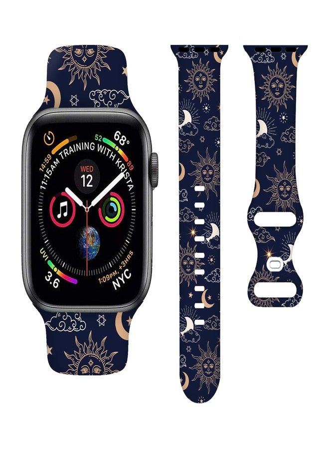 BACDOILQ Sun Moon Watch Band Blue Smartwatch bands Compatible with Watch 38mm 40mm 41mm Soft Silicone Strap Replacement for Series 10/9/8/7/6/5/4/3/2/1/SE - Image 1