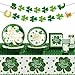 Baolaiballoon St Patricks Day Party Supplies Tableware Set Irish Themed Tableware with Lucky Shamrock Paper Plates Napkins Cups Tablecloth Banner for St Patricks Day Party Decorations Serves 24 - Image 2