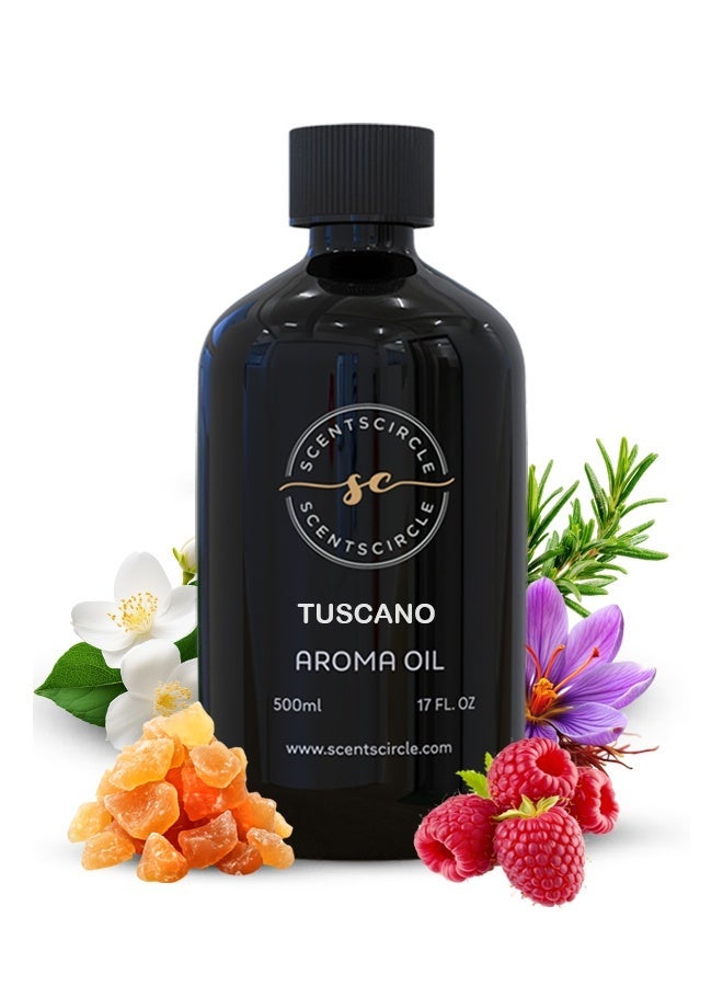 Tuscano Fragrance Diffuser Oil 500ml with Raspberry, Thyme, Amber & Suede Base for Offices, Salons, Shops & Villas | Scentscircle