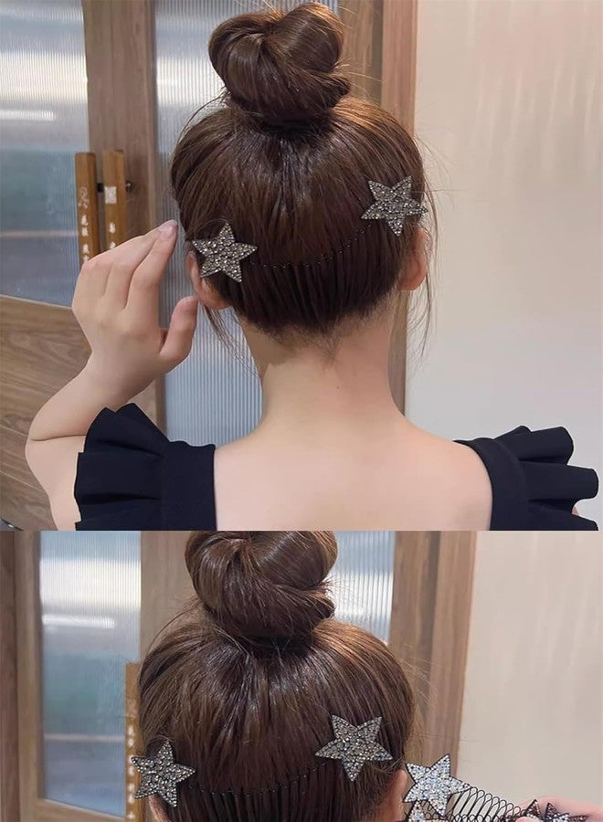 APSAMBR Star Hair Clips, Metal Wire Combs - Big Bang Holder, Updo Styling Tool, Invisible Hairstyle Accessories for Girls and Women, Set of 4, Assorted Colours - Image 4