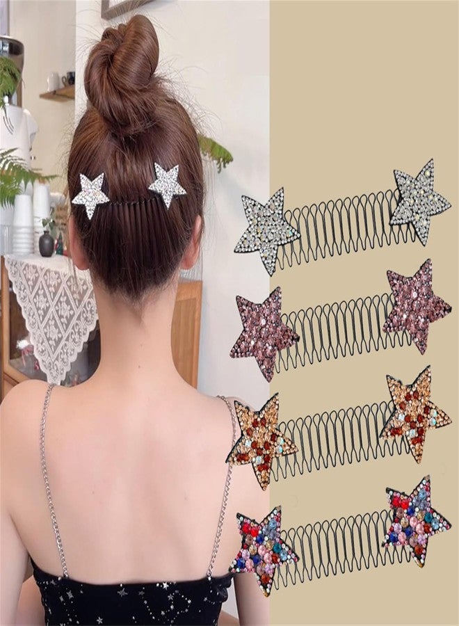 APSAMBR Star Hair Clips, Metal Wire Combs - Big Bang Holder, Updo Styling Tool, Invisible Hairstyle Accessories for Girls and Women, Set of 4, Assorted Colours - Image 1