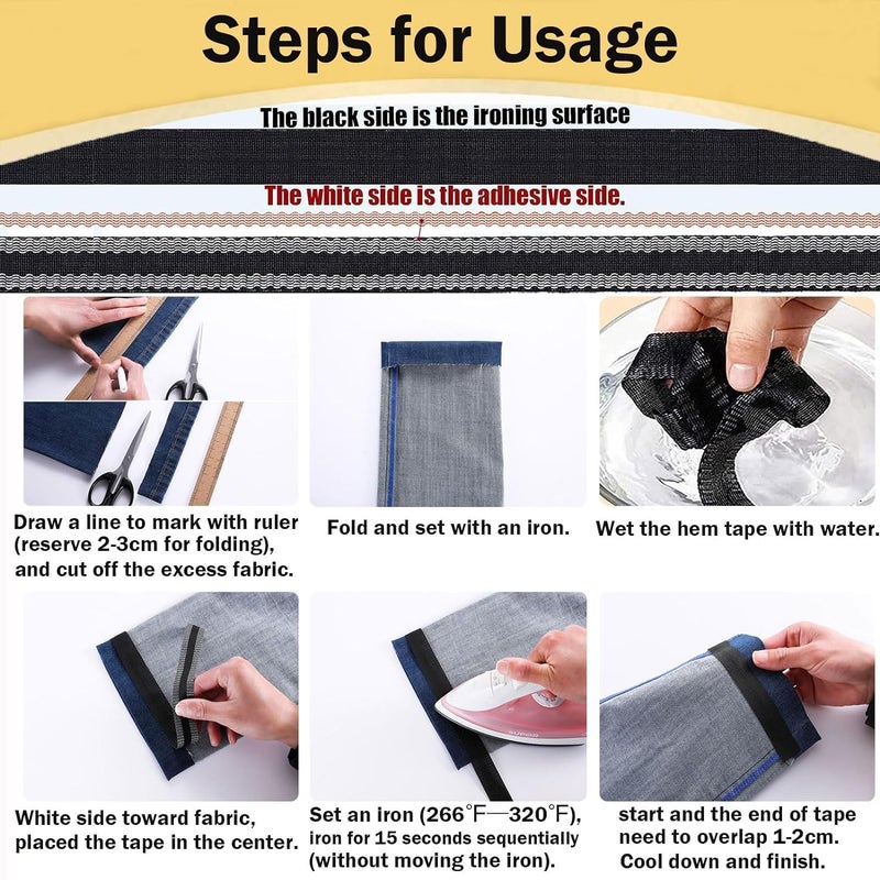 KICKZU KICKZU Trousers Edge Modified Strips Ironon Instant Hem Tape 5mtr Pants Edge Shorten SelfAdhesive 25mm Trouser Mouth Paste Edge Fabric Tape for Suit Pants Jeans Trousers DIY Sewing Accessories - Image 3