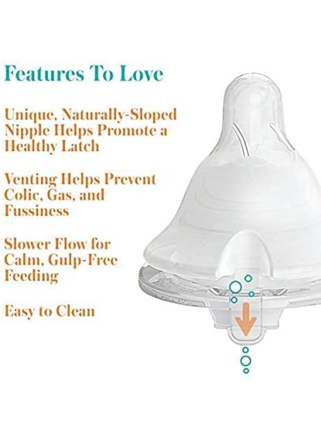 Evenflo Feeding زجاجات إيفن فلو للتغذية بالتوازن + عنق واسع مطبوع، 9 أونص 2 عبوة، مع مصاصة - Image 4